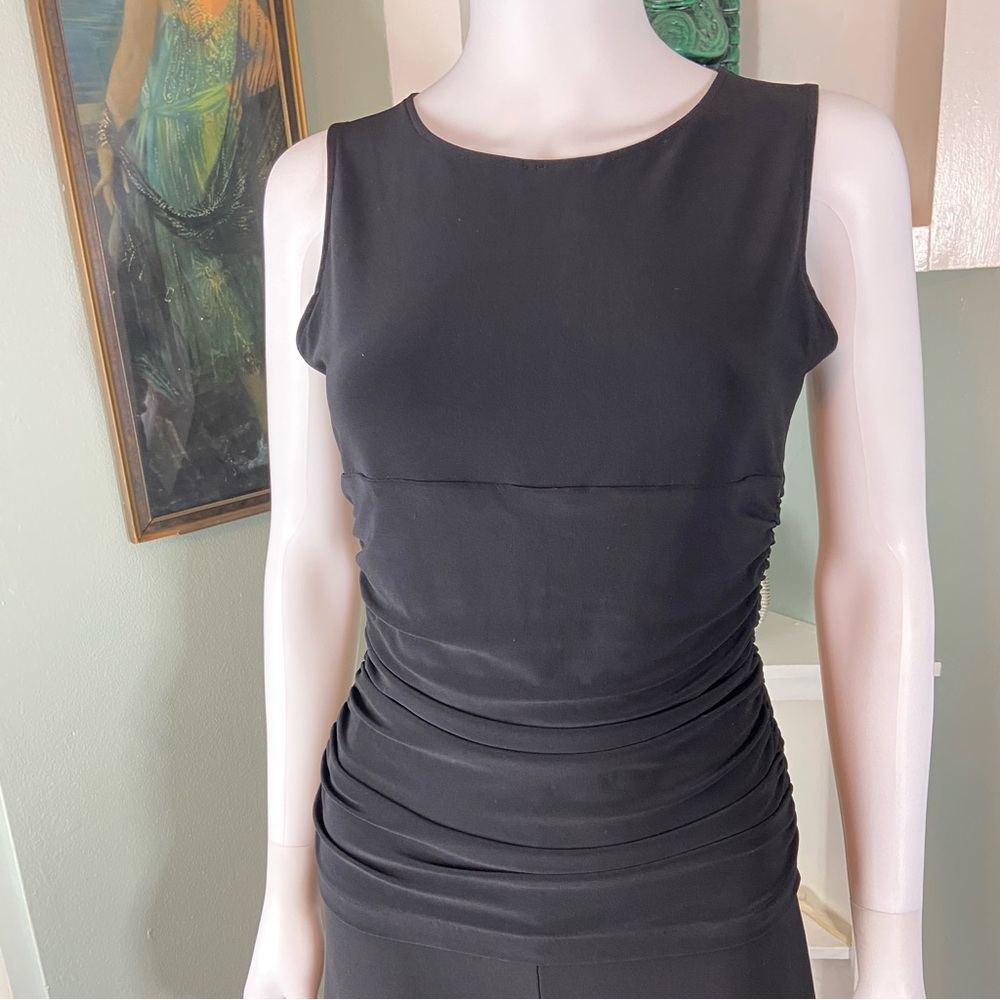 Norma Kamali KamaliKulture Black Sleeveless Shirred Ruched Wide Leg Jumpsuit S - Picture 3 of 14